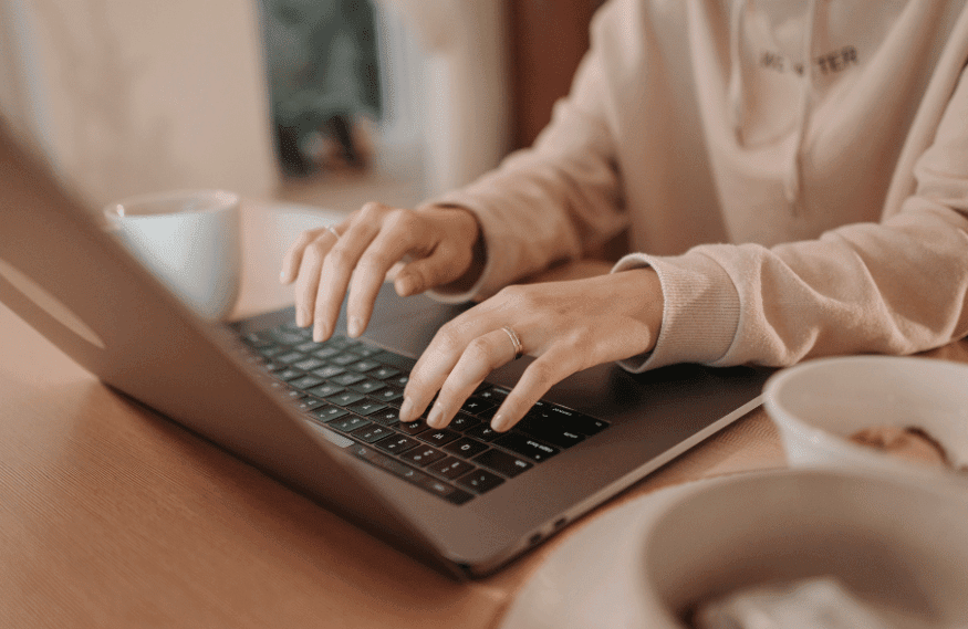 typing on a laptop keyboard 